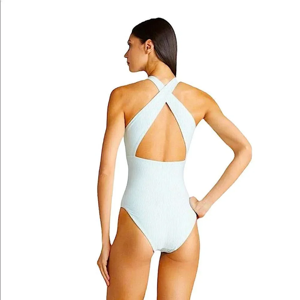 Onia Nicole One-Piece Seersucker Bondi Blue